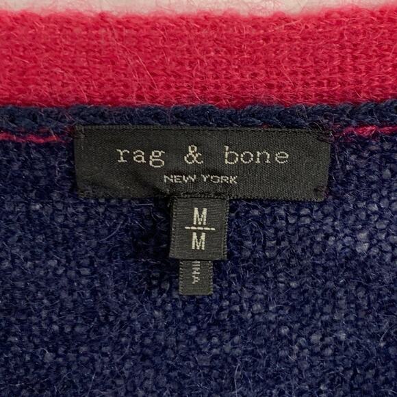 Rag & Bone M Nassau Mohair Silk Blend Cardigan Striped V Neck Multicolor - Picture 4 of 11